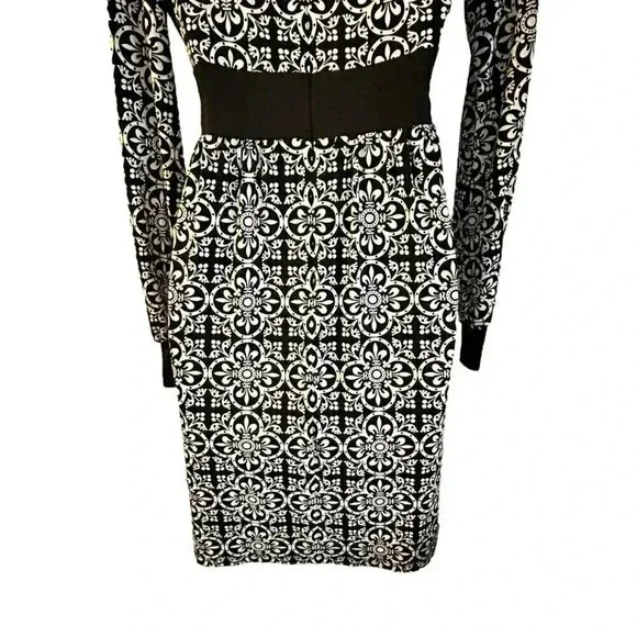 London Times dress women's size 4 knee length black and white print - Picture 8 of 13